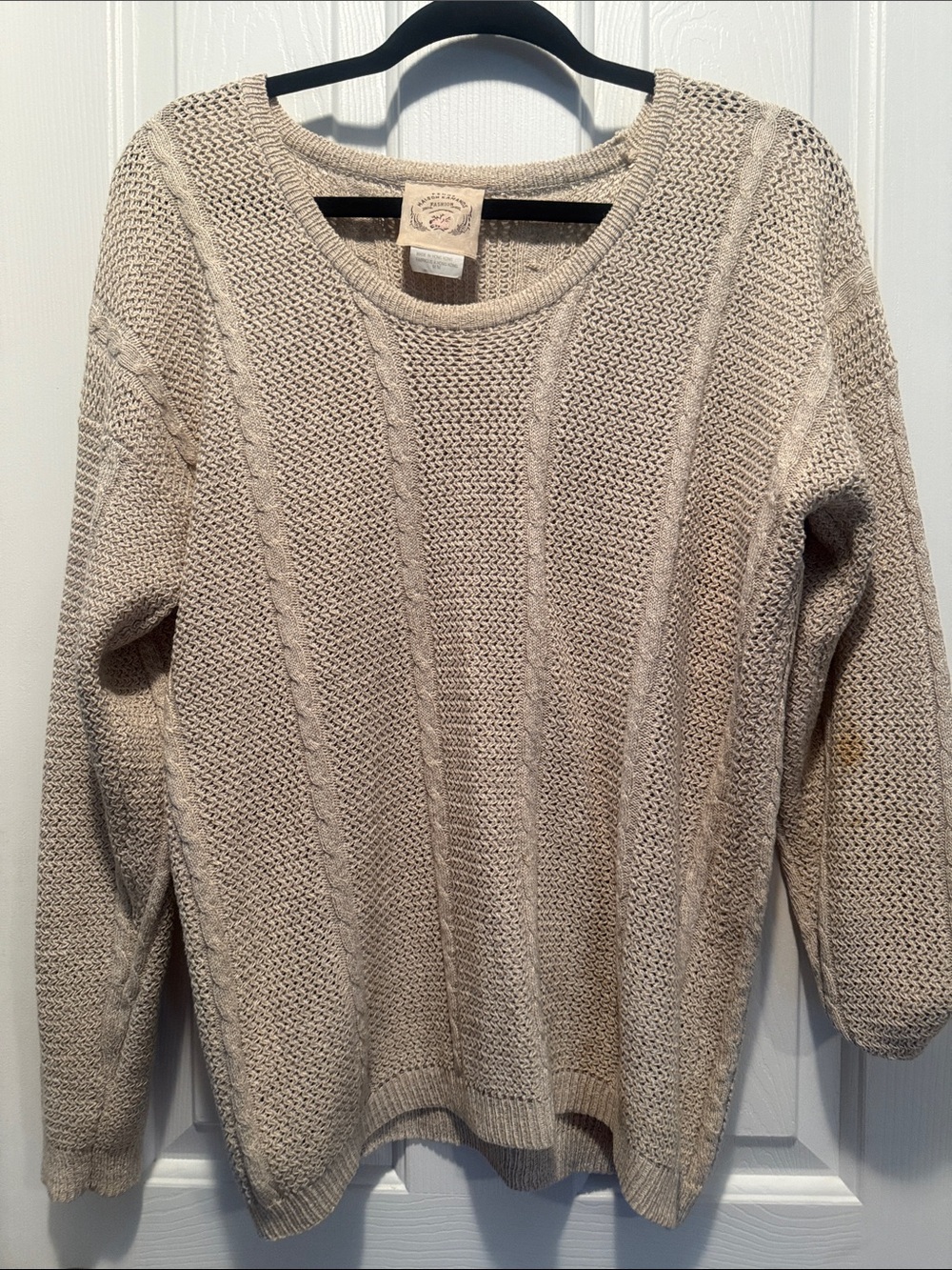 Women's Crewneck Cable-Stitch Sweater — Cream